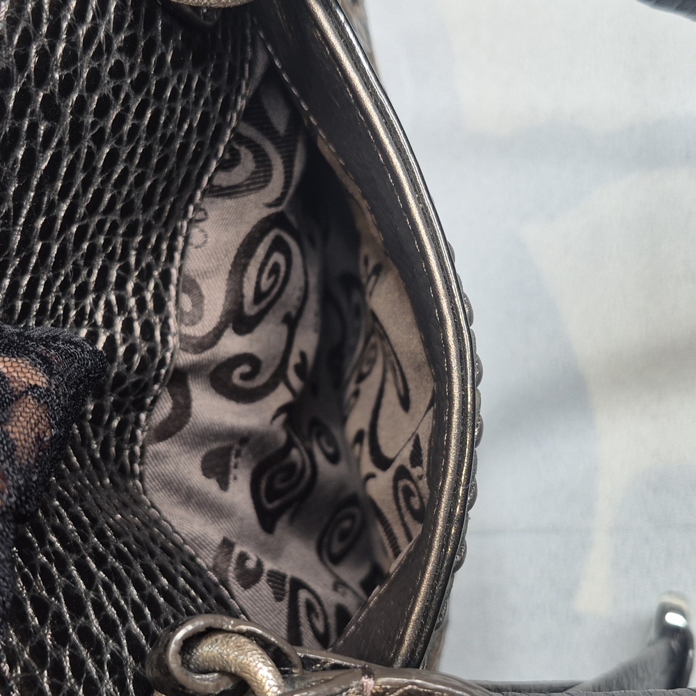 BRIGHTON PEWTER JOELLE  PEBBLED LEATHER  BEADED EMBOSSED DOCTORS BAG MRP$440NWOT - Picture 11 of 16